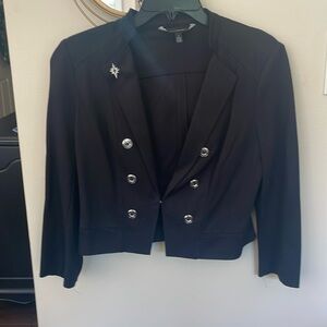 WHBM - Black waisted jacket with silver buttons - NWOT - Very flattering - small
